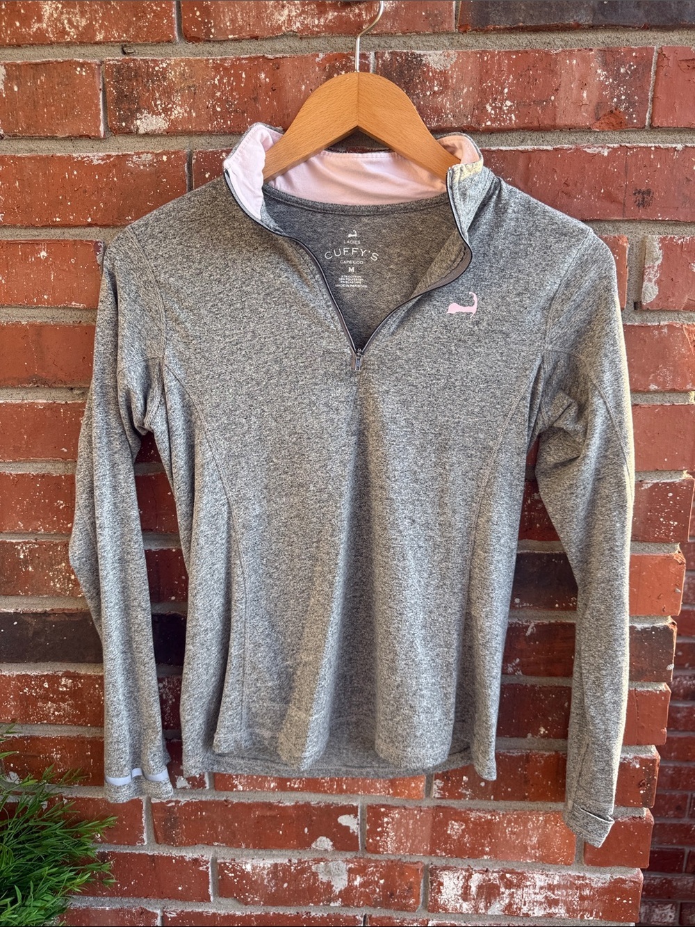 Cuffy’s Athletic Performance Half Zip Gray Women's Top with Pink Accents
